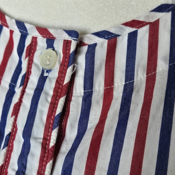 J. Crew Belted Striped Button-Down Shirt Dress Red White Blue Rainbow Resortwear - Picture 7 of 12